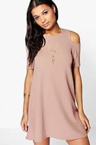 Boohoo Lizzy Cold Shoulder Swing Dress