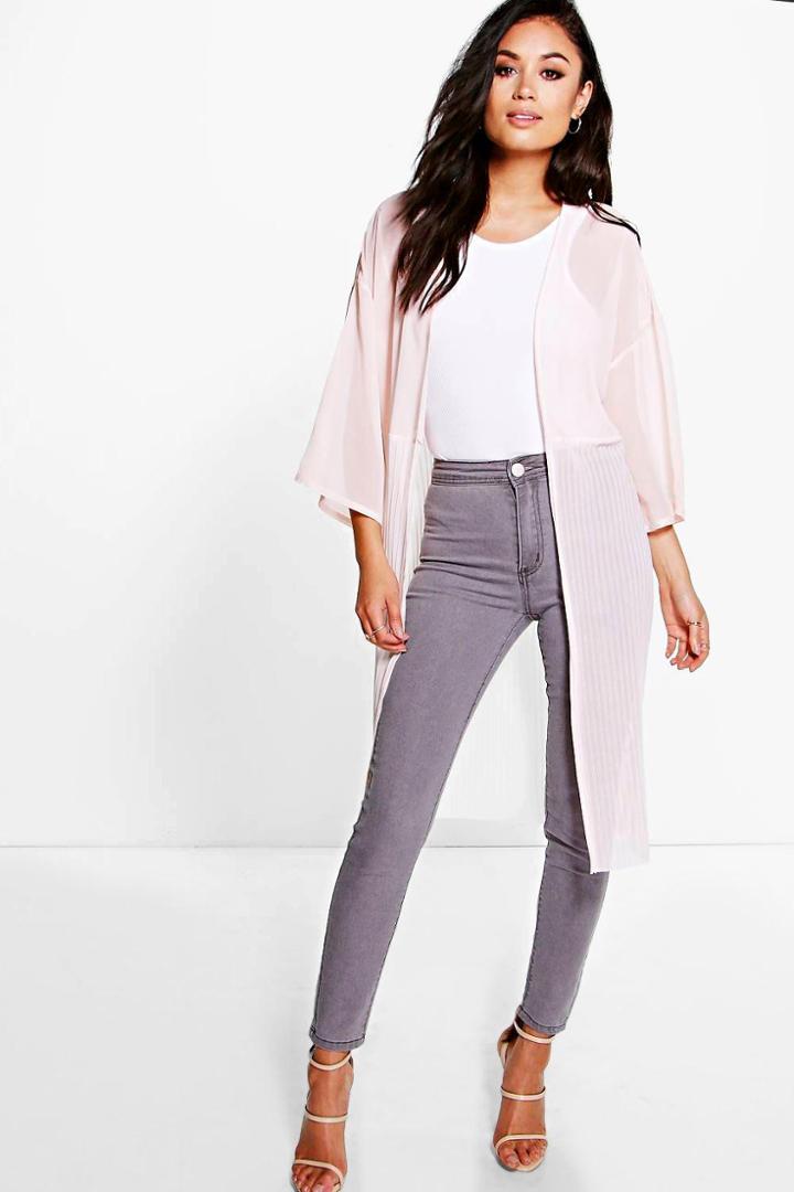 Boohoo Megan Pleated Duster Nude