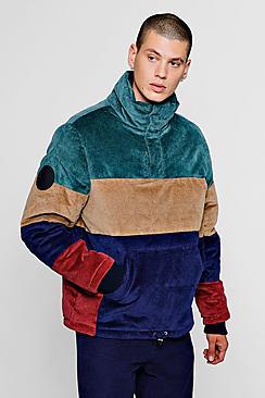 Boohoo Colour Block Cord Over Head Puffer