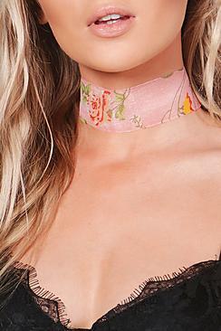 Boohoo Iris Sheer Floral Mesh Choker
