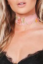 Boohoo Iris Sheer Floral Mesh Choker