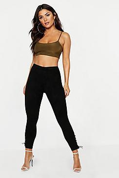 Boohoo Suedette Pants Lace Up Hem