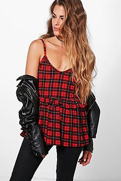 Boohoo Alice Check Peplum Cami
