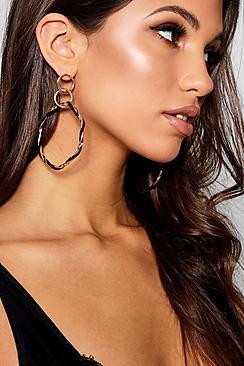 Boohoo Erin Twisted Contrast Hoop Earrings