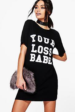 Boohoo Alaina Printed T-shirt Dress
