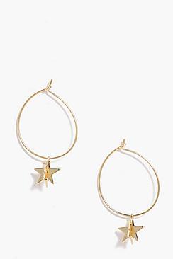 Boohoo Poppy Star Detail Hoop Earrings
