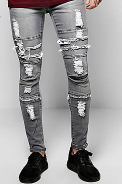 Boohoo Skinny Fit Multi Panelled Washed Jeans