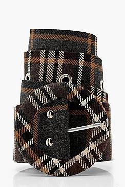 Boohoo Check O-ring Buckle Belt