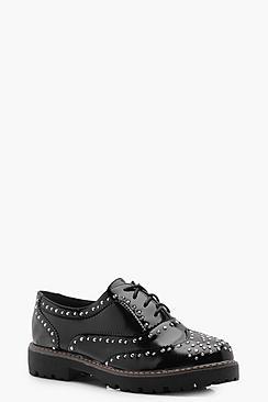 Boohoo Isla Stud Cleated Brogue