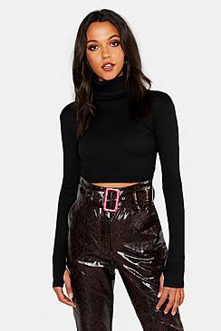 Boohoo Tall Roll Neck Neon Crop Jumper