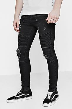 Boohoo Super Skinny Distressed Denim Biker Jeans