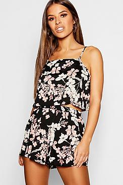 Boohoo Petite Floral Print Pj Cami & Short Set
