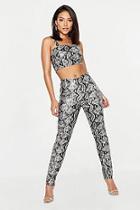 Boohoo Snake Print Faux Leather Pants
