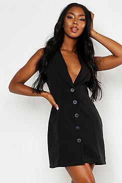 Boohoo Button Sleeveless Blazer Dress