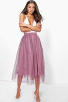Boohoo Tall Emily Boutique Tulle Mesh Midi Skirt Mauve