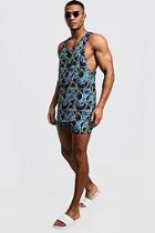 Boohoo Paisley Chain Print Vest & Swim Short Set