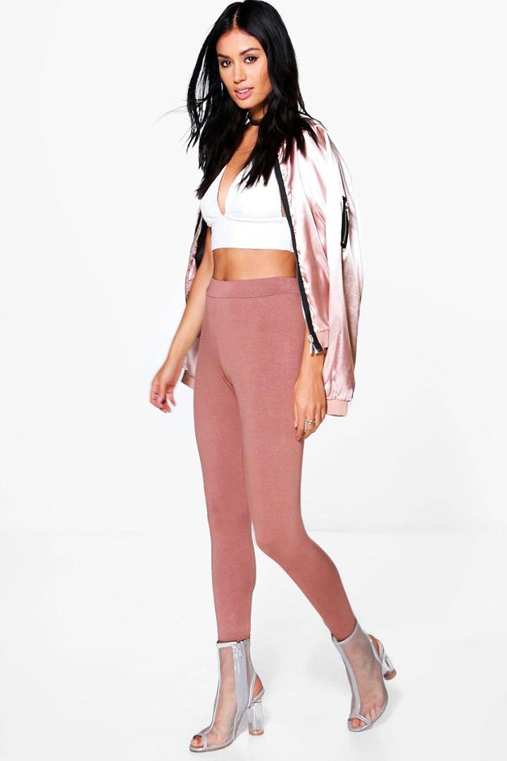 Boohoo Larah Basic High Waist Leggings Camel