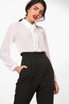 Boohoo Lottie Bow Detail Shirt White