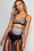 Boohoo Sophie Rainbow Holographic Quilted Belt Bag