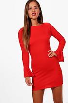 Boohoo Petite Rosa Ruffle Cuff Long Sleeve Bodycon Dress