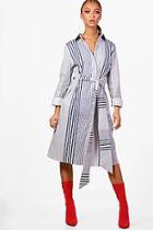 Boohoo Daisy Belted Stripe Shirt Dress