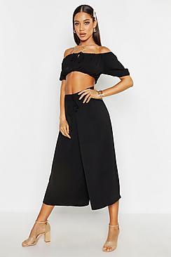 Boohoo Linen Look Wide Leg Culottes