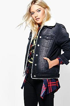 Boohoo Ruby Borg Lined Denim Trucker Jacket