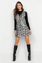 Boohoo Snake Print Faux Leather Belted Dress
