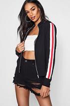 Boohoo Kate Sport Stripe Funnel Neck Bomber