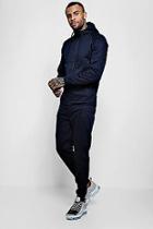 Boohoo Pique Fleece Zip Through Tracksuit With Curve Hem