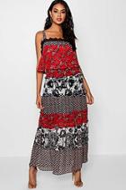 Boohoo Erica Square Neck Tierred Maxi Dress