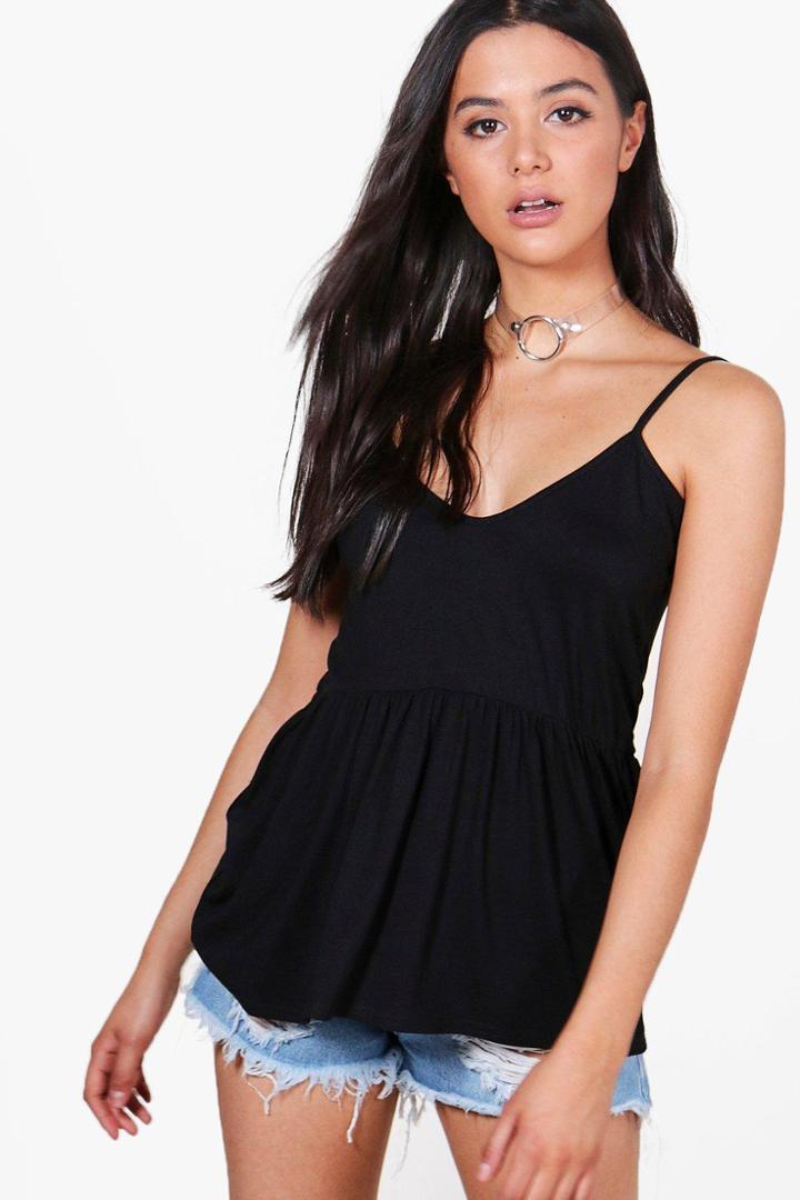 Boohoo Charlie Strappy Peplum Cami Black