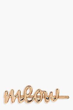 Boohoo Laurie Meow Slogan Kitty Hairclip