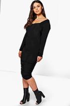 Boohoo Plus Hannah Rouched Midi Dress