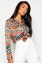 Boohoo Chain And Animal Print Shirt
