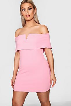 Boohoo Plus Off Shoulder Sweetheart Bodycon Dress