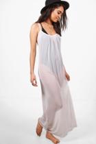 Boohoo Petite Annie Oversize Maxi Dress Cover Up White
