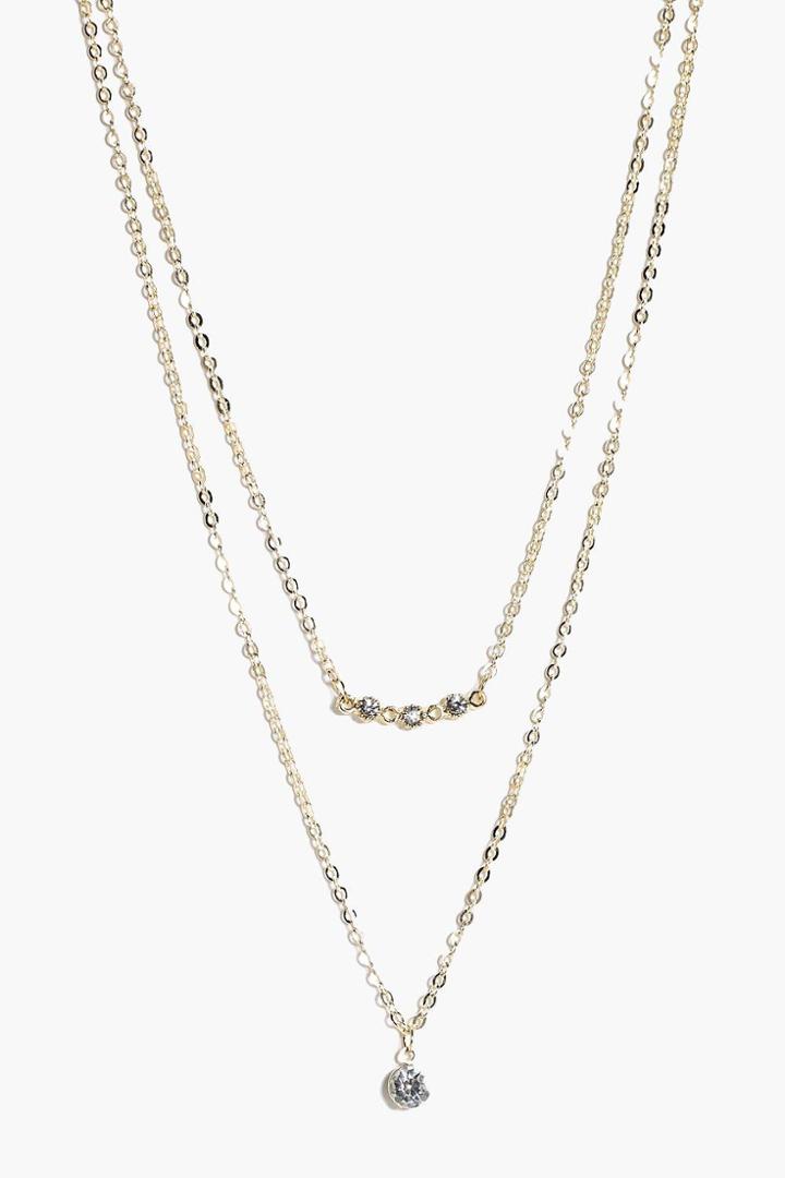 Boohoo Evie Diamante Constellation Layered Necklace Gold