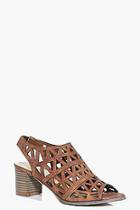 Boohoo Harriet Lazer Cut Peeptoe Shoe Block Heels