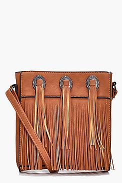 Boohoo Tegan Western Concho Cross Body Bag