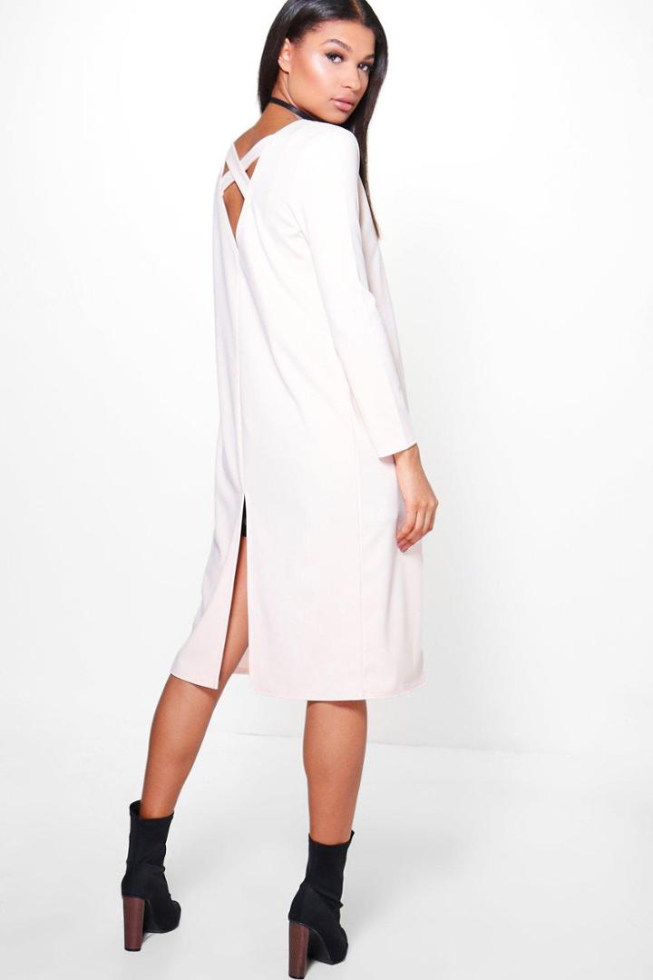 Boohoo Jennifer Cross Back Duster Nude