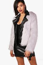 Boohoo Rachel Boutique Faux Fur & Pu Biker Jacket