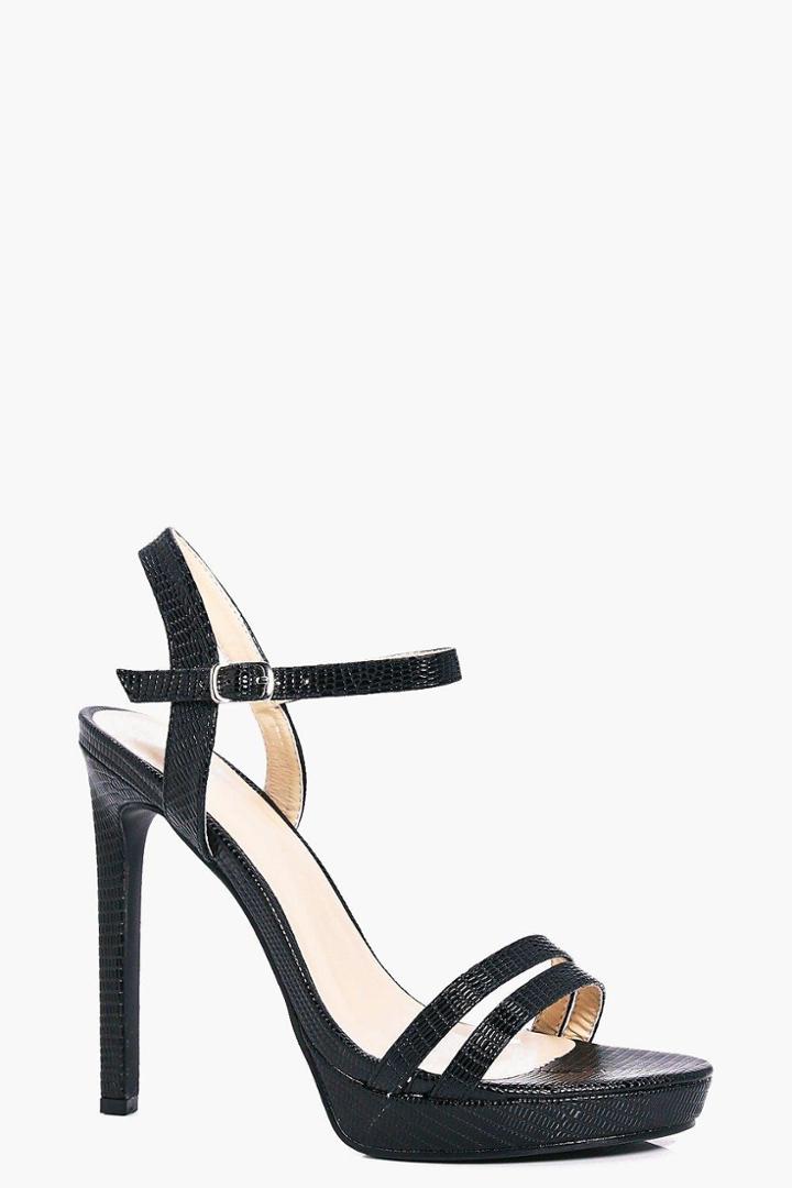 Boohoo Zoe Double Strap Platform Heels Black