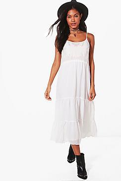 Boohoo Bella Tiered Summer Midi Dress