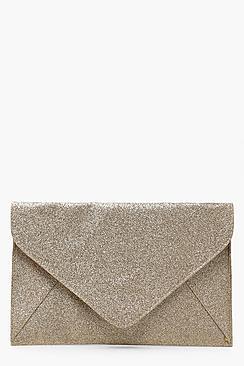 Boohoo Glitter Clutch Bag With Chain