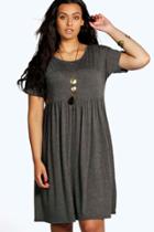 Boohoo Plus Emily Short Sleeved Smock Dress Charcoal