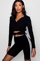 Boohoo Annabel Collared Wrap Belt Blouse