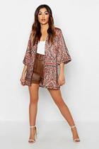 Boohoo Satin Printed Kimono