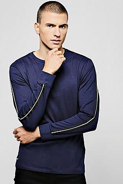 Boohoo Cuffed Long Sleeve T-shirt With Side Tape