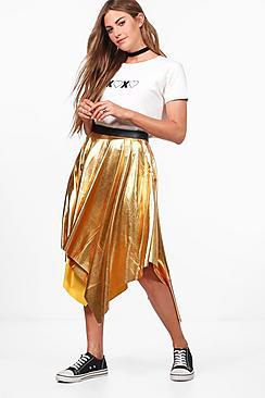 Boohoo Daisy Metallic Asymmetric Skirt